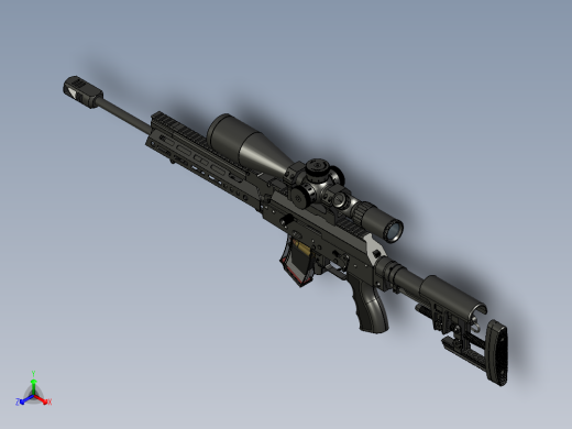 手枪左轮冲锋枪老式狙击步枪设计3D图纸akm-iridium-marksman STP正等轴测缩略图