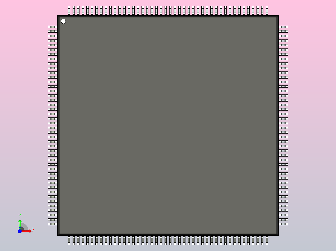 QFP 封装（四方扁平封装）QFP50P2600X2600X145-176N前视图