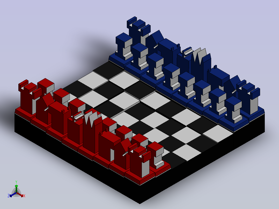 几何国际象棋套装正等轴测图