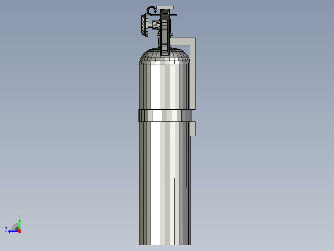3磅红色灭火器右视图