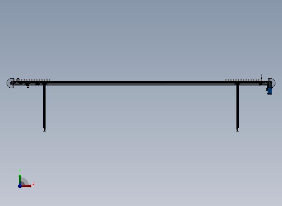 一条德国设备上的输送流水线前视图