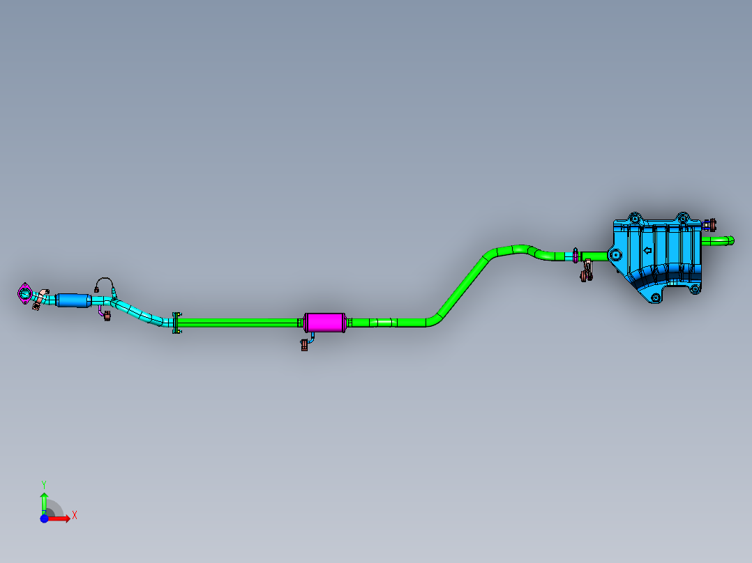 汽车排气系统总成前视图