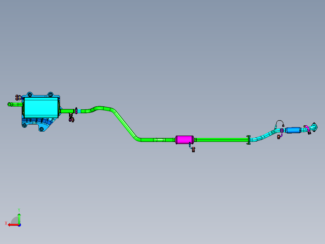 汽车排气系统总成后视图