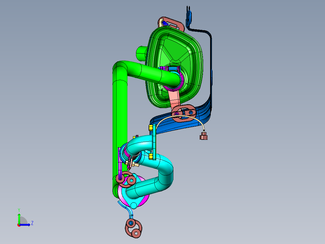 汽车排气系统总成左视图