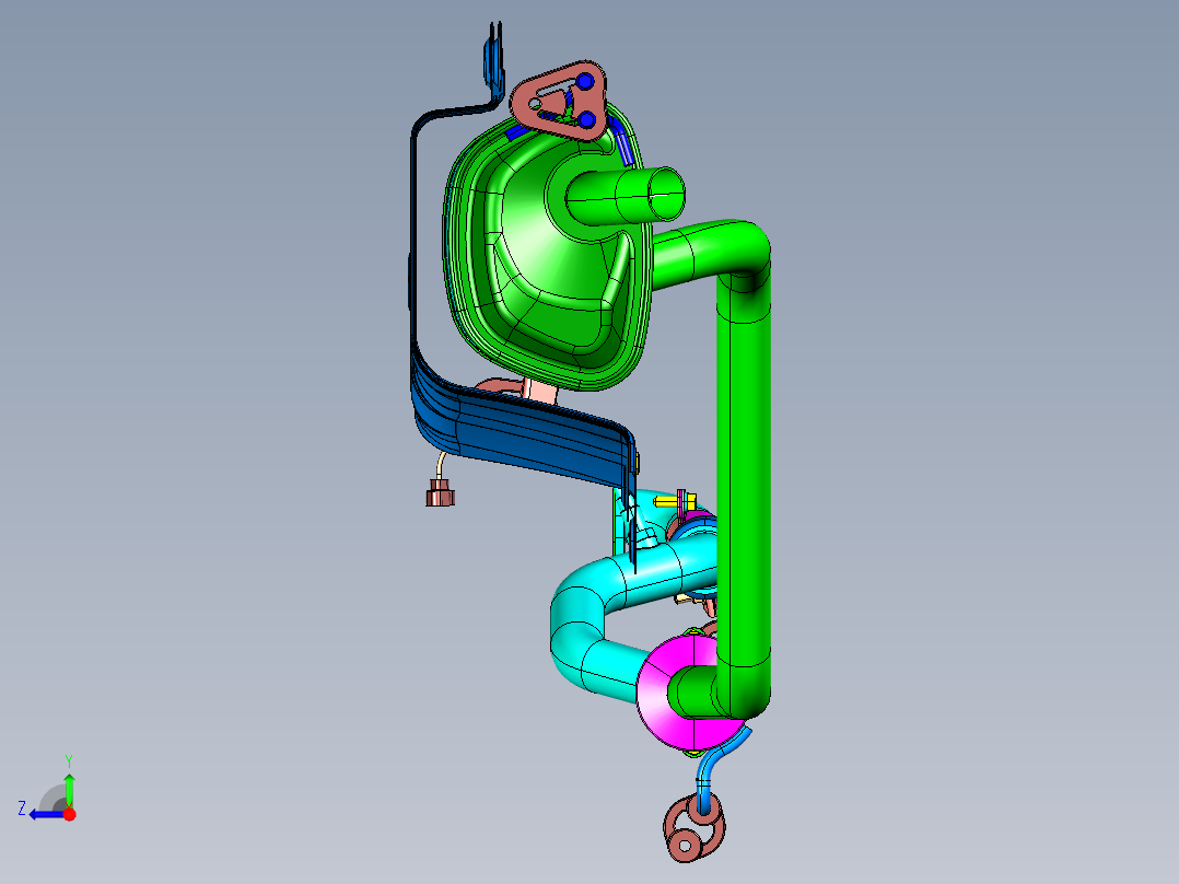 汽车排气系统总成右视图