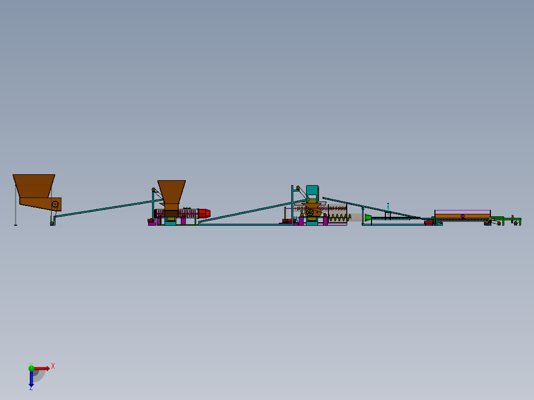 砖头生产线设备机器俯视图
