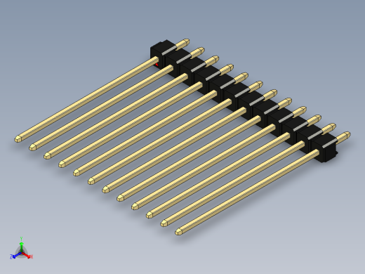 彩色公头100mil（2.54mm）系列-DS1021_black_1x12p_100mil_Type43_rev1.0正等轴测缩略图