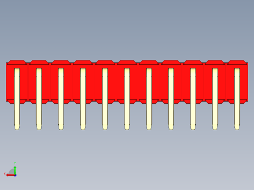 彩色公排针 100mil 2.54mm 系列-DS1022_red_2x11p_100mil_TypeD_rev1.0后视缩略图