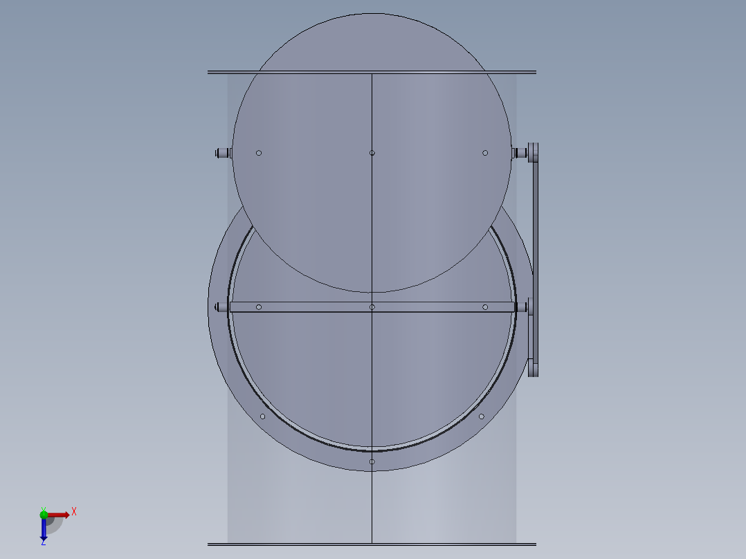 可调节三通管通风管俯视图