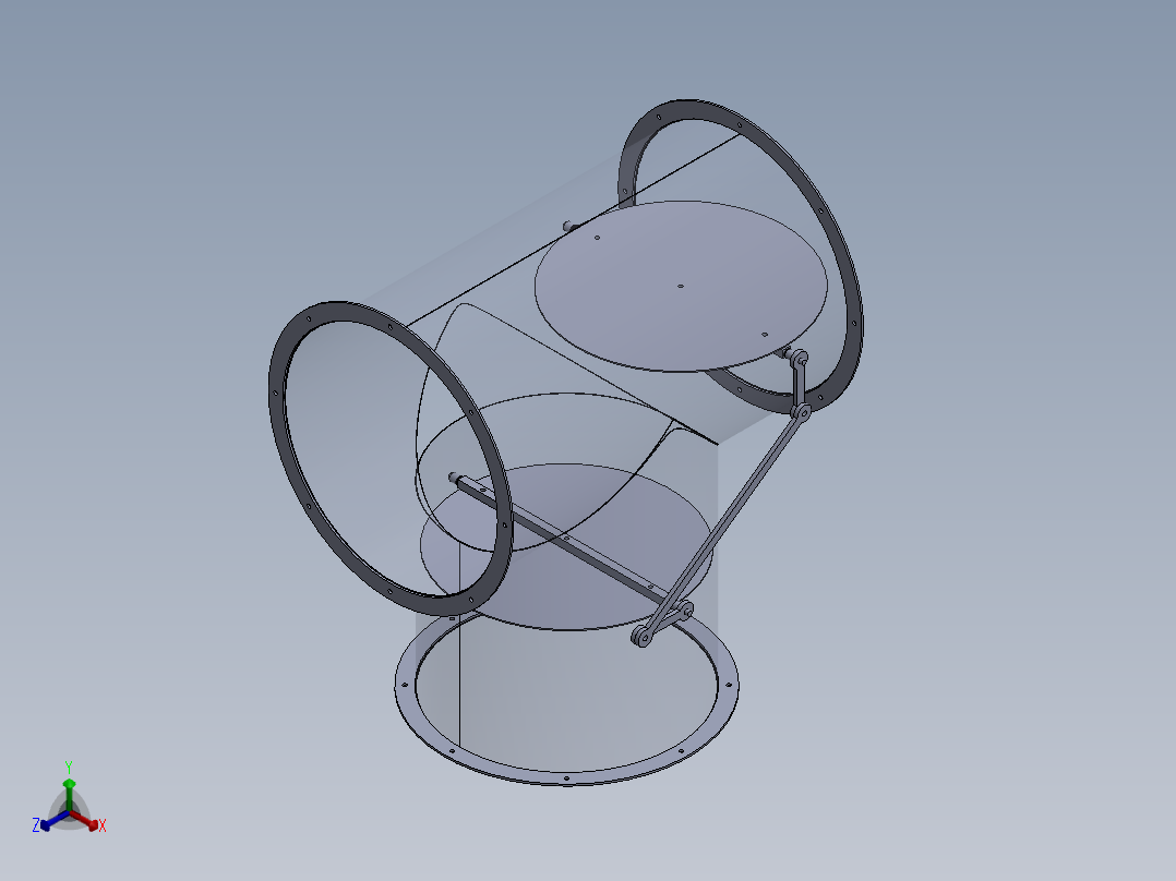 可调节三通管通风管正等轴测图