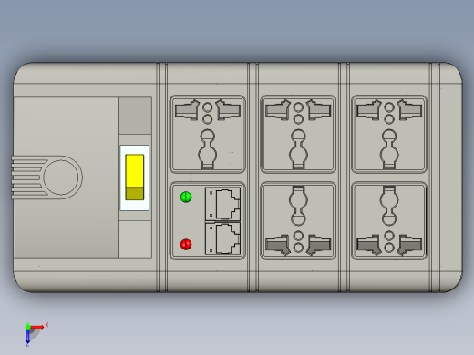国标电源排插15孔+2网线 STP PROE俯视缩略图