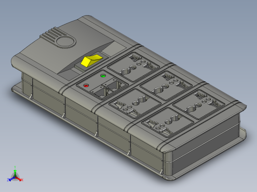 国标电源排插15孔+2网线 STP PROE正等轴测缩略图