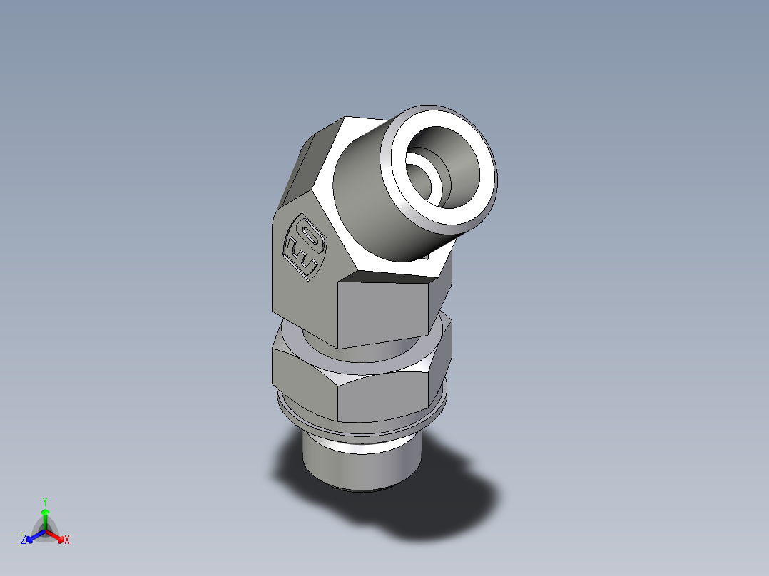 卡套式工业通用硬管接头EO_Adjustable_locknut_45_deg_elbow_VEE08SMOROMDCF主视图