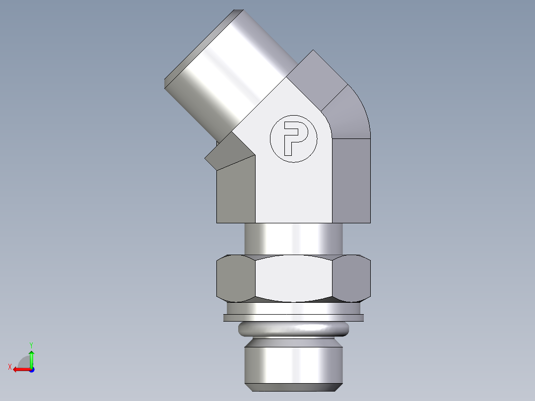 卡套式工业通用硬管接头EO_Adjustable_locknut_45_deg_elbow_VEE08SMOROMDCF后视图