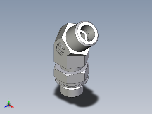 卡套式工业通用硬管接头EO_Adjustable_locknut_45_deg_elbow_VEE08SMOROMDCF正等轴测缩略图