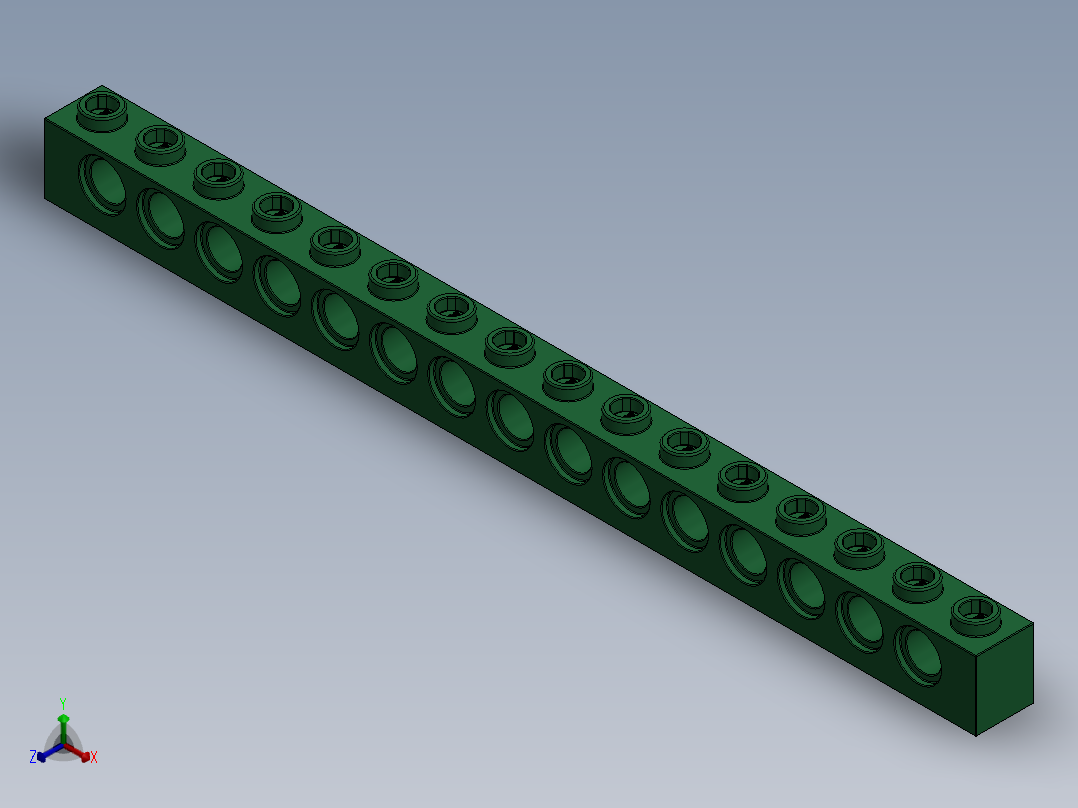 乐高机械组积木（横梁）-3703 Dark Green Technic Brick 1 x 16 with Holes