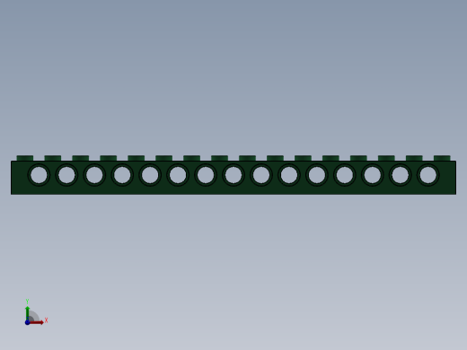 乐高机械组积木（横梁）-3703 Dark Green Technic Brick 1 x 16 with Holes前视缩略图