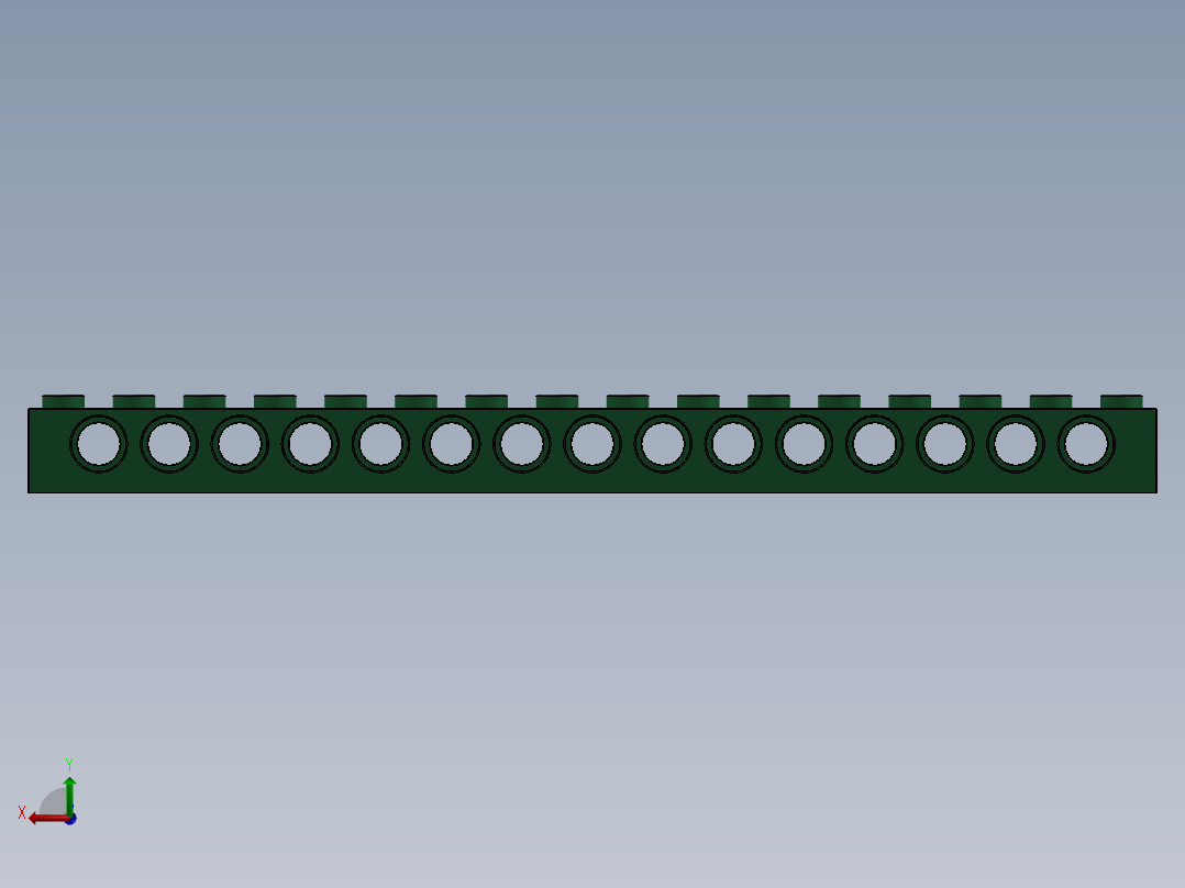 乐高机械组积木（横梁）-3703 Dark Green Technic Brick 1 x 16 with Holes后视图