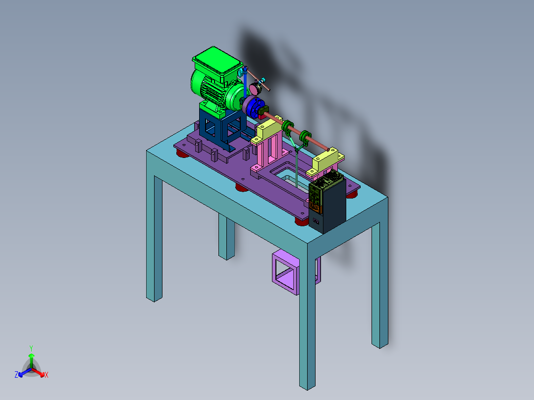 电机输出轴跳动度测量机正等轴测图