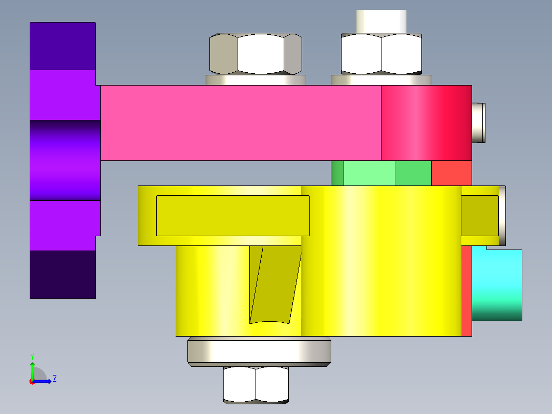 拨叉钻孔夹具三维模型左视图