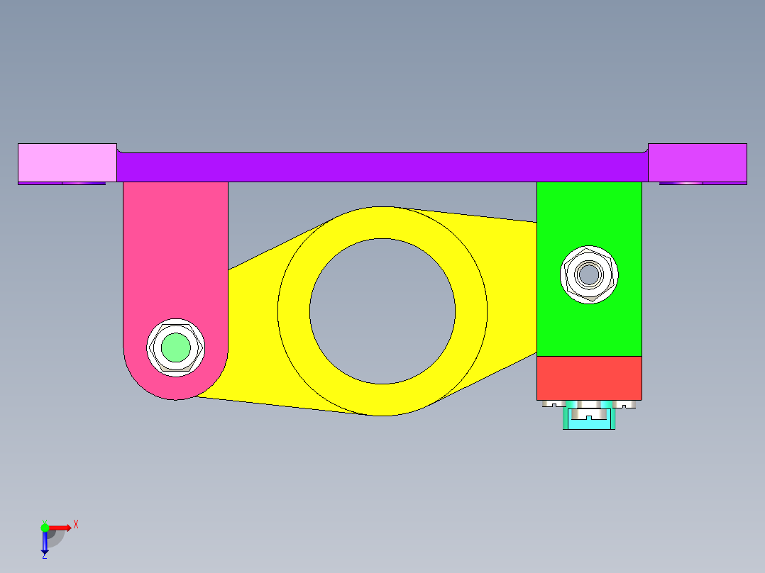 拨叉钻孔夹具三维模型俯视图