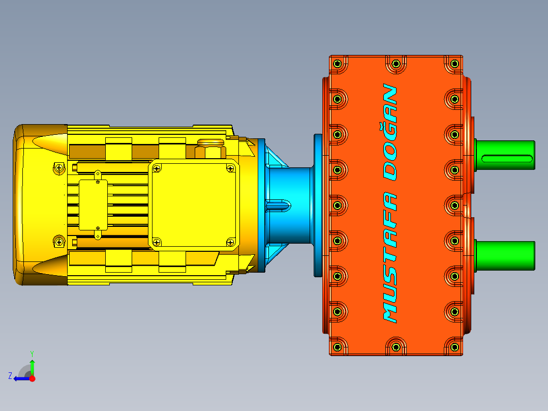 电机输出齿轮箱右视图