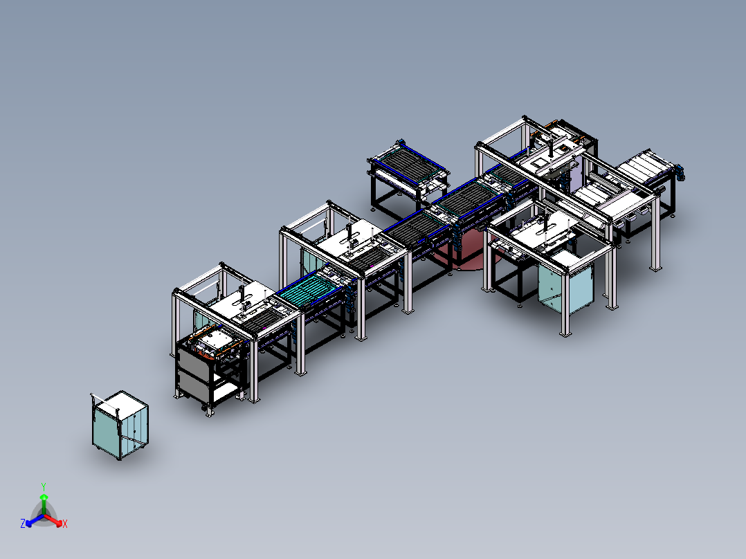 太阳能板自动组装线体sw20可编辑正等轴测图