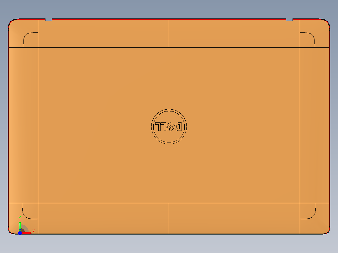 轻薄笔记本外壳铣外观面倒角UG编程程序模型前视图
