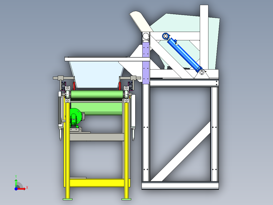 物料翻料到皮带输送线上设计前视图