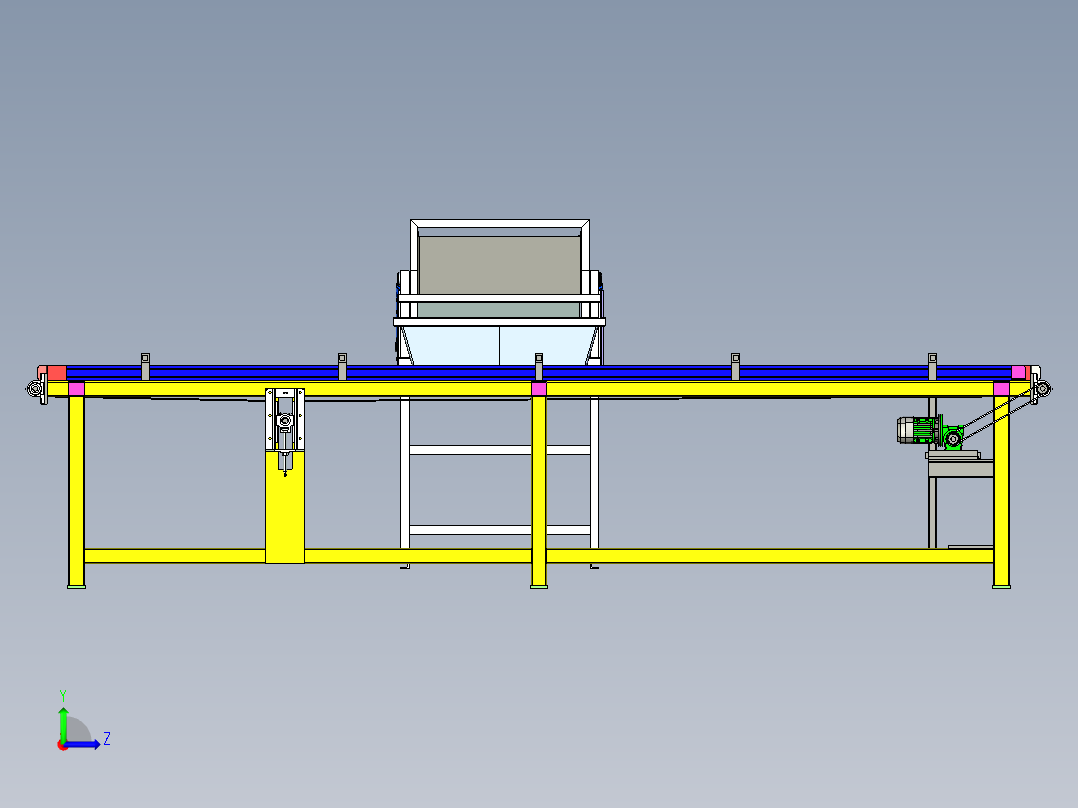 物料翻料到皮带输送线上设计左视图