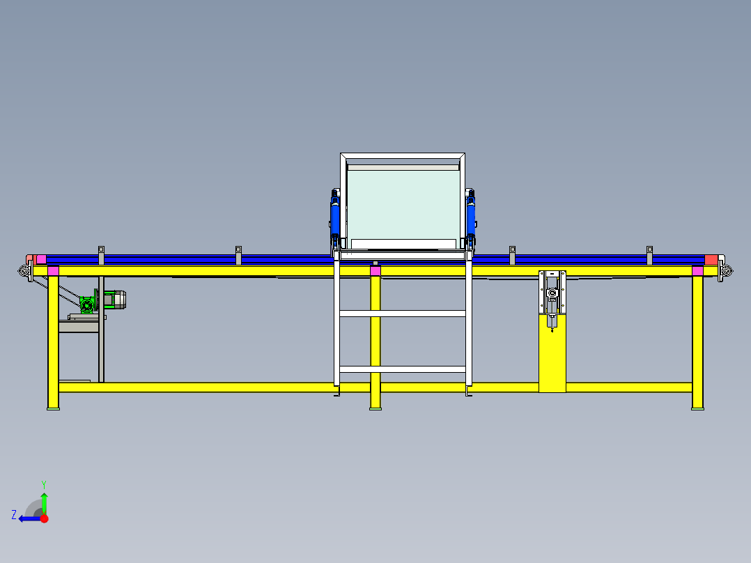物料翻料到皮带输送线上设计右视图