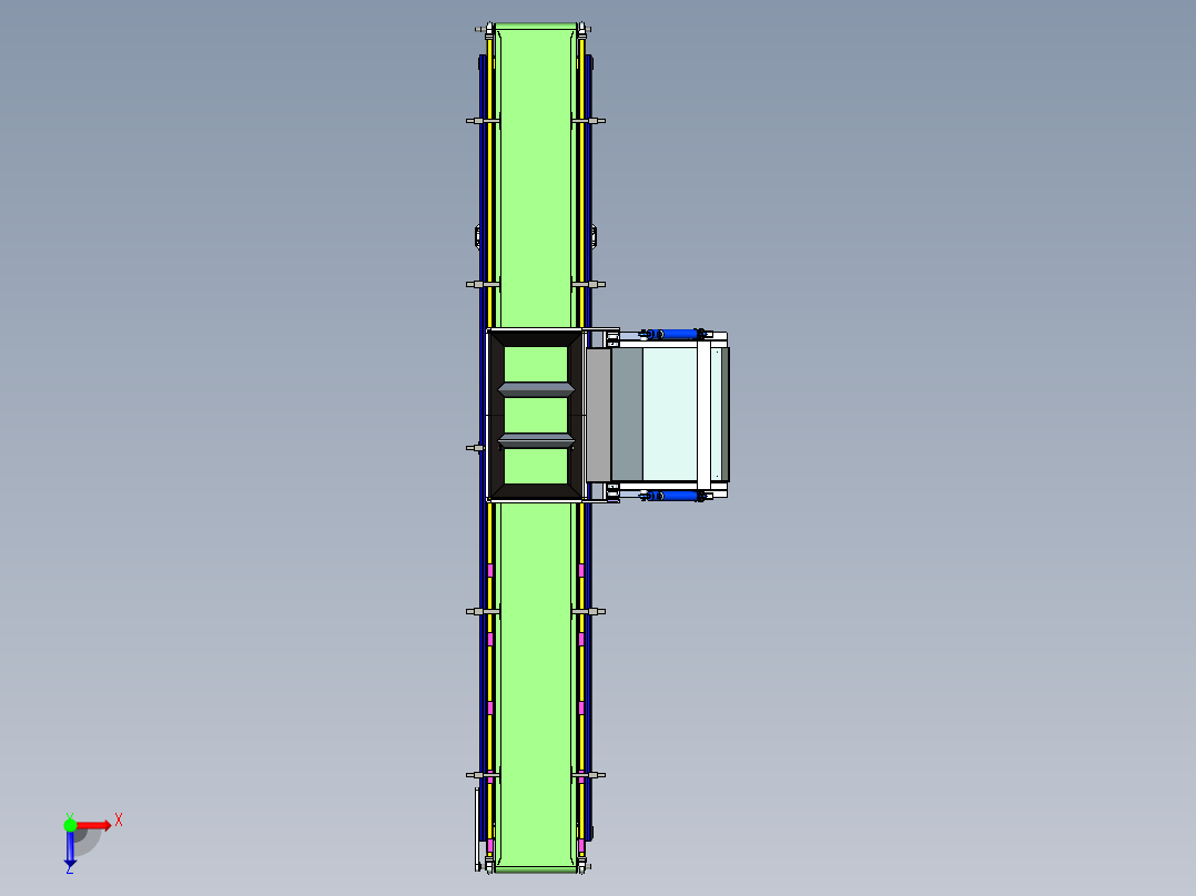 物料翻料到皮带输送线上设计俯视图