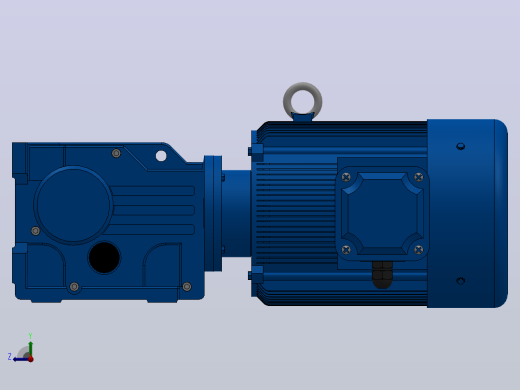 K37底脚轴伸式安装螺旋锥齿轮减速机K37-Y1.1-4P-12.14-M1-0°-A右视缩略图