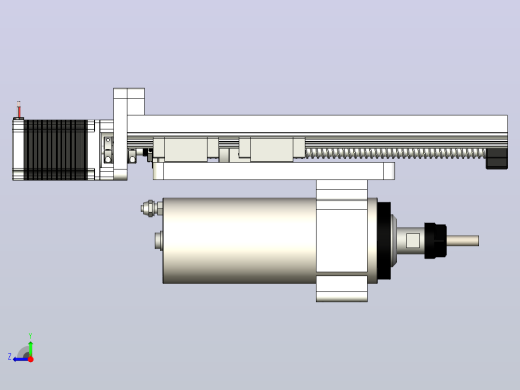 CNC刳刨机Z轴组件的Fusion 360参数模型，具有15毫米Hiwin导轨、16毫米滚珠丝杠和Nema23步进电机右视缩略图
