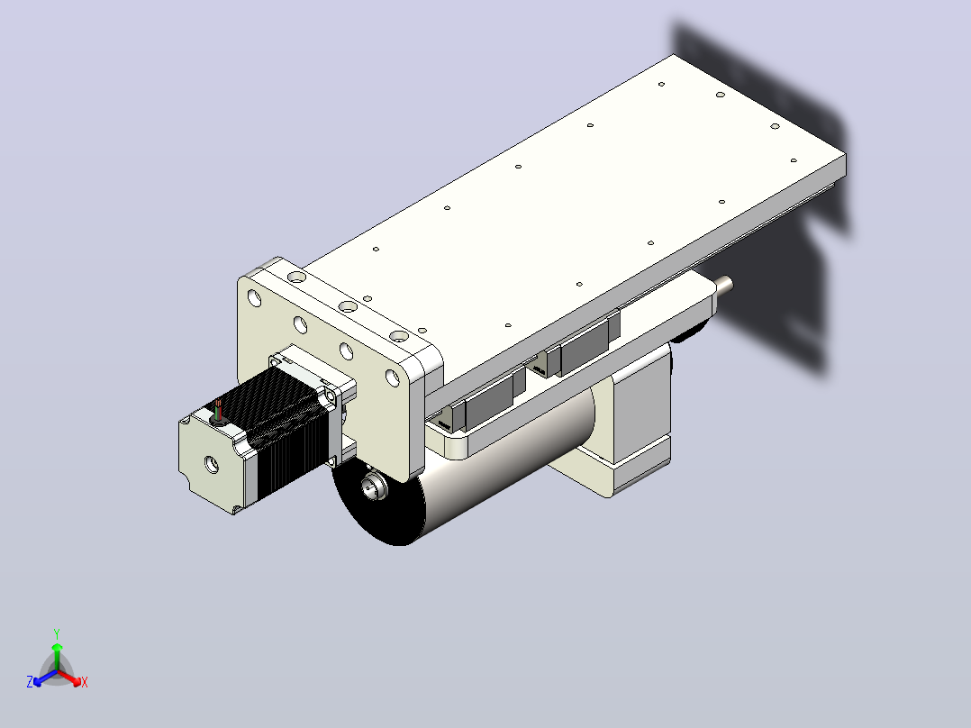 CNC刳刨机Z轴组件的Fusion 360参数模型，具有15毫米Hiwin导轨、16毫米滚珠丝杠和Nema23步进电机正等轴测图
