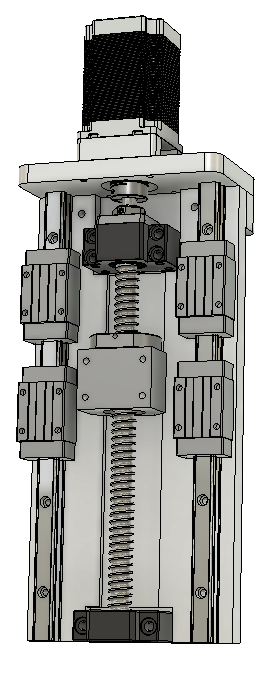 CNC刳刨机Z轴组件的Fusion 360参数模型，具有15毫米Hiwin导轨、16毫米滚珠丝杠和Nema23步进电机缩略图