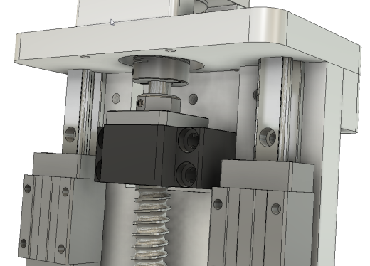 CNC刳刨机Z轴组件的Fusion 360参数模型，具有15毫米Hiwin导轨、16毫米滚珠丝杠和Nema23步进电机缩略图
