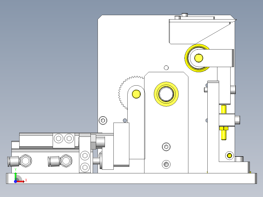 带剥离标贴的滚轮传送组件前视图