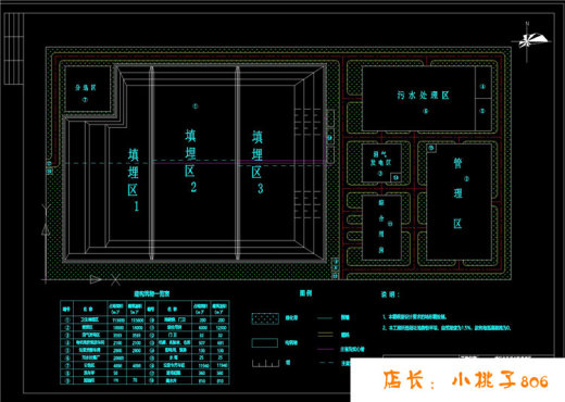 30万人口城市垃圾处理填埋场设计CAD图纸+说明生活垃圾填埋场资料缩略图