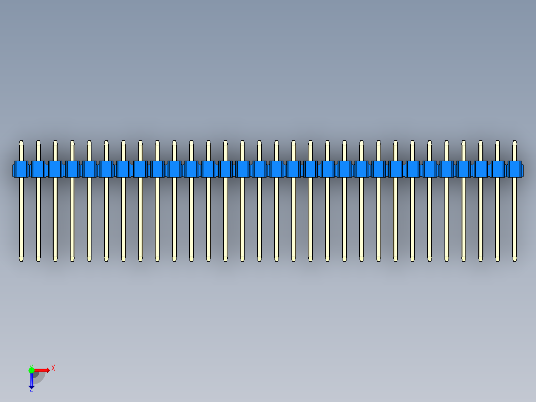 彩色公头100mil（2.54mm）系列-DS1021_blue_3x30p_100mil_Type5_rev1.0俯视图