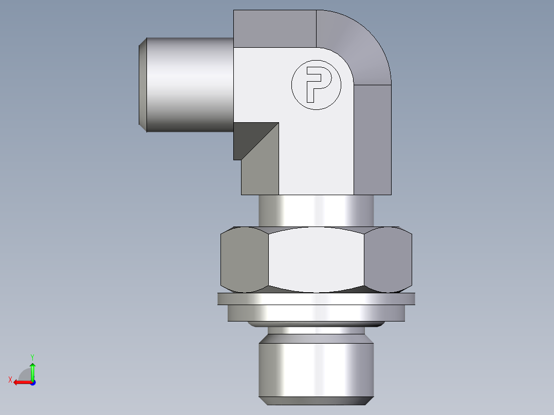 卡套式工业通用硬管接头EO_Adjustable_Locknut_elbow_WEE04LLROMDCF后视图
