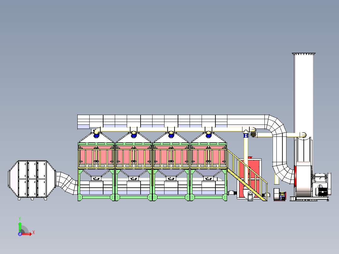 3万风量催化燃烧技术图纸（四箱）前视图
