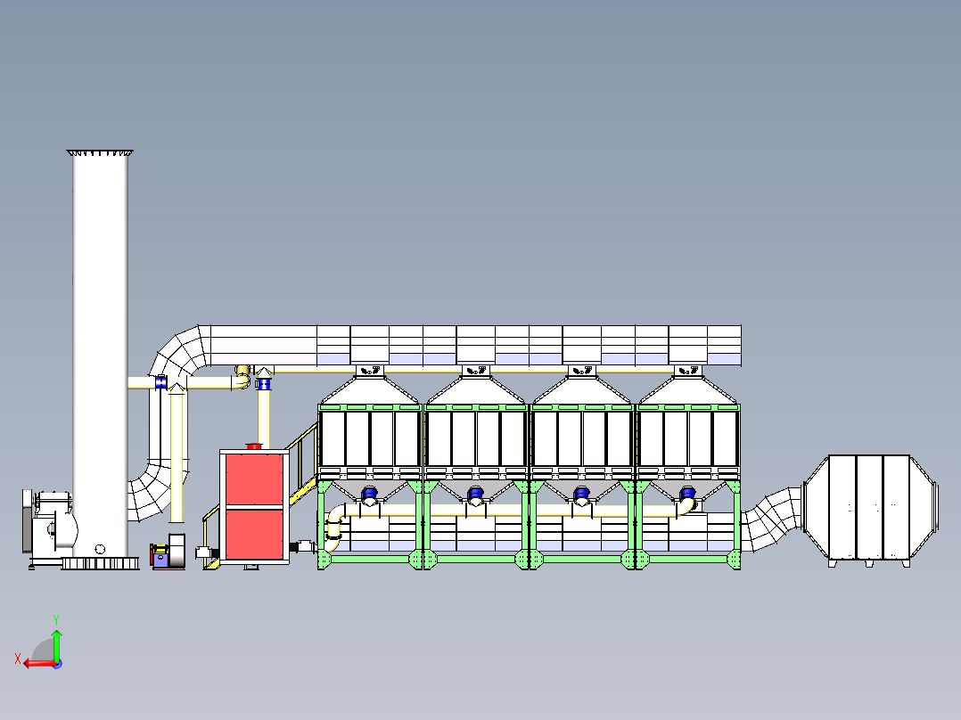 3万风量催化燃烧技术图纸（四箱）后视图