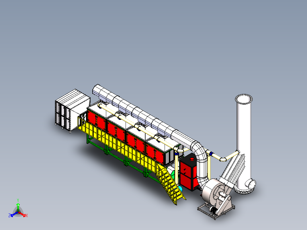 3万风量催化燃烧技术图纸（四箱）正等轴测图