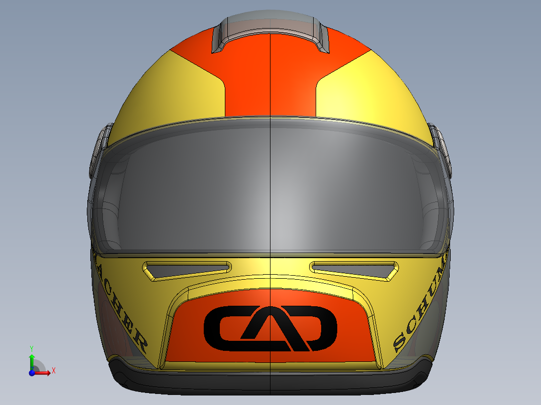 一级方程式赛车启发的赛车头盔前视图