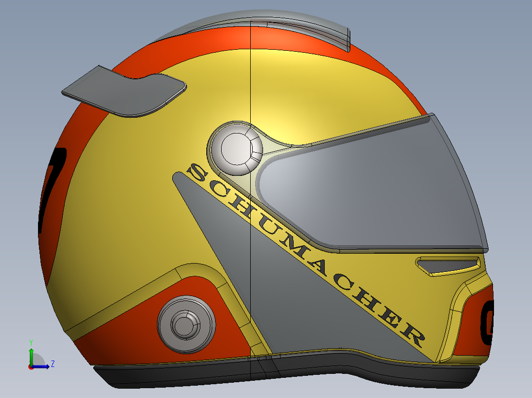 一级方程式赛车启发的赛车头盔左视图