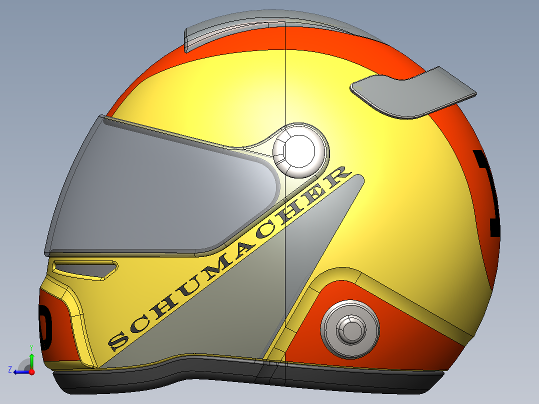 一级方程式赛车启发的赛车头盔右视图