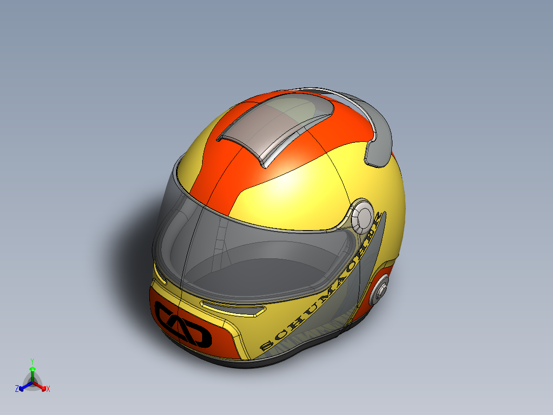 一级方程式赛车启发的赛车头盔正等轴测图