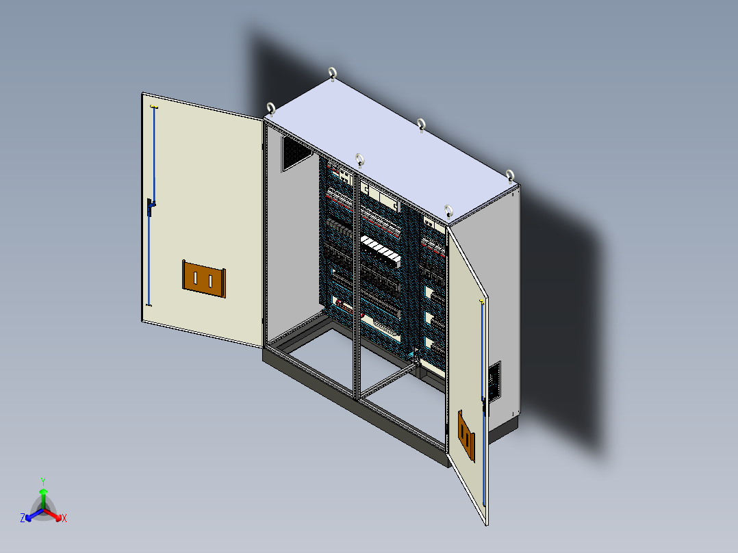 双柜组装plc控制柜正等轴测图