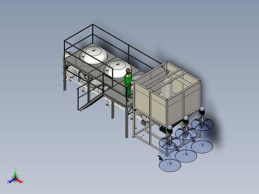 水处理软水器（全自动软化水设备）正等轴测图